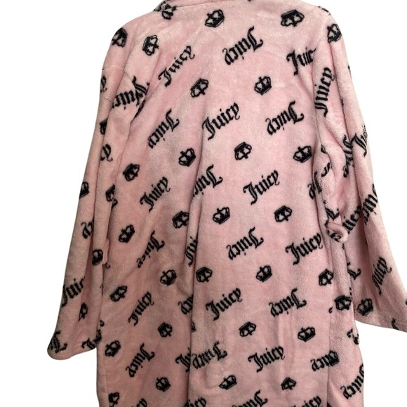Juicy Couture Womens L/XL Soft Pink Plush Robe - Picture 2 of 5